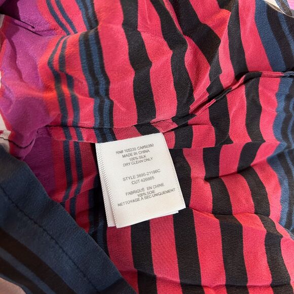 Joie Silk Shirt Size Medium Striped T-Back Boho Preppy Sleeveless Tank Top (6) - Picture 3 of 8